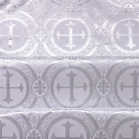 white silver metallic church cross brocade fabric|Church Cross Metallic Brocade .